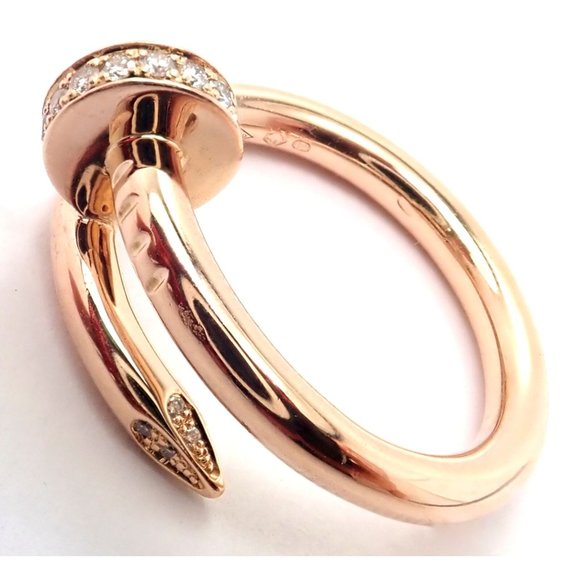 Authentic! Cartier Juste Un Clou 18k Rose Gold Diamond Nail Band Ring Size 53 - Picture 4 of 8